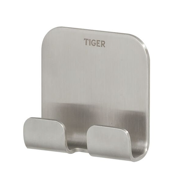 Tiger Colar Double Towel Hook - Brushed Stainless Steel Large Image
