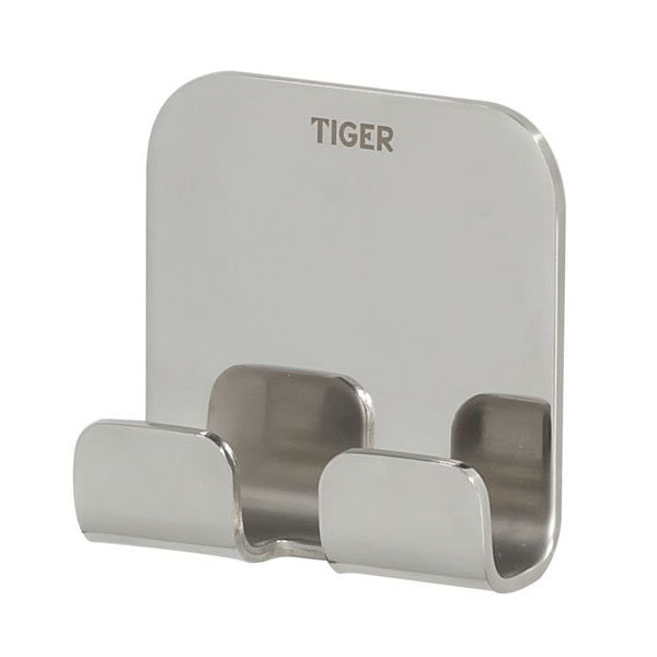 Tiger Colar Double Towel Hook - Polished Stainless Steel Large Image