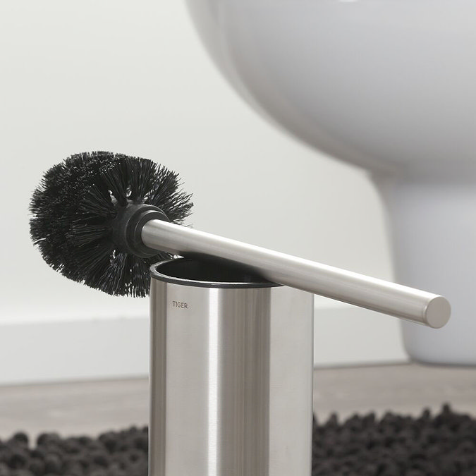 Tiger Colar Freestanding Toilet Brush & Holder - Brushed Stainless Steel Profile Large Image