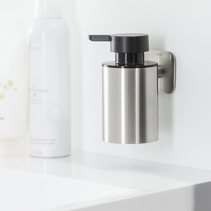 Tiger Colar Soap Dispenser - Brushed Stainless Steel  In Bathroom Large Image