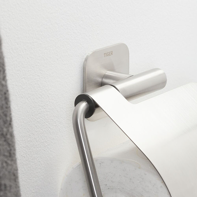 Tiger Colar Toilet Paper Holder with Cover - Brushed Stainless Steel  additional Large Image