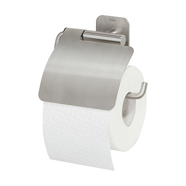 Tiger Colar Toilet Paper Holder with Cover - Brushed Stainless Steel  Profile Large Image