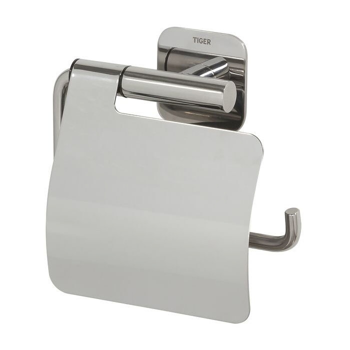 Tiger Colar Toilet Paper Holder with Cover - Polished Stainless Steel  In Bathroom Large Image