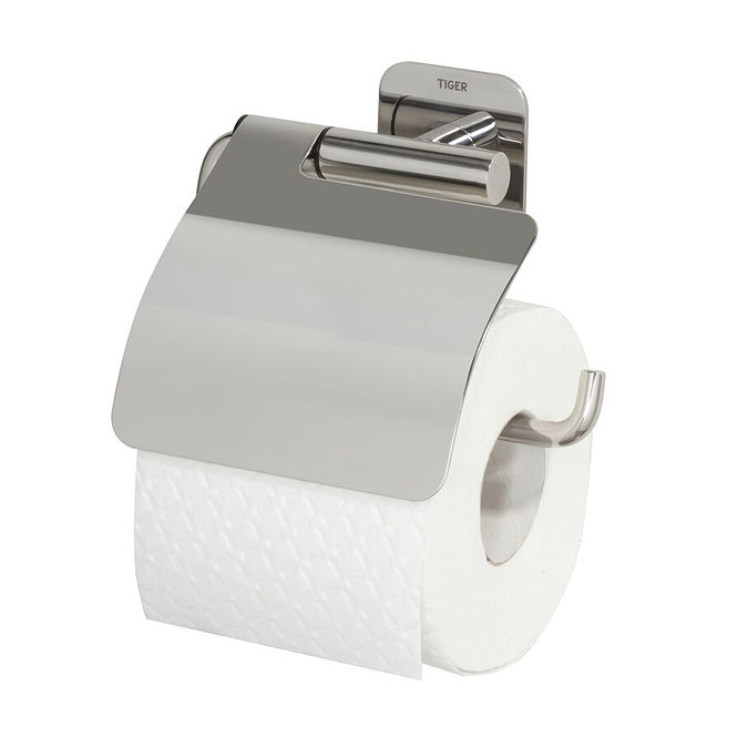 Tiger Colar Toilet Paper Holder with Cover - Polished Stainless Steel Large Image