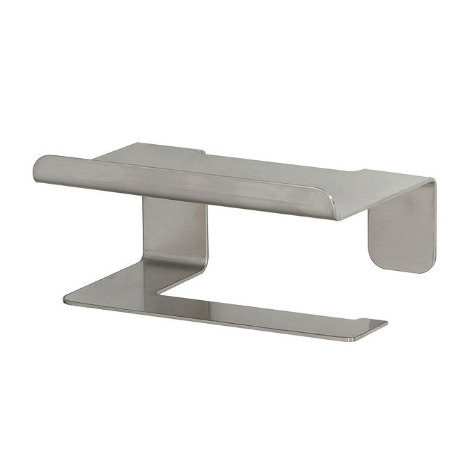 Tiger Colar Toilet Roll Holder with Shelf - Brushed Stainless Steel  In Bathroom Large Image