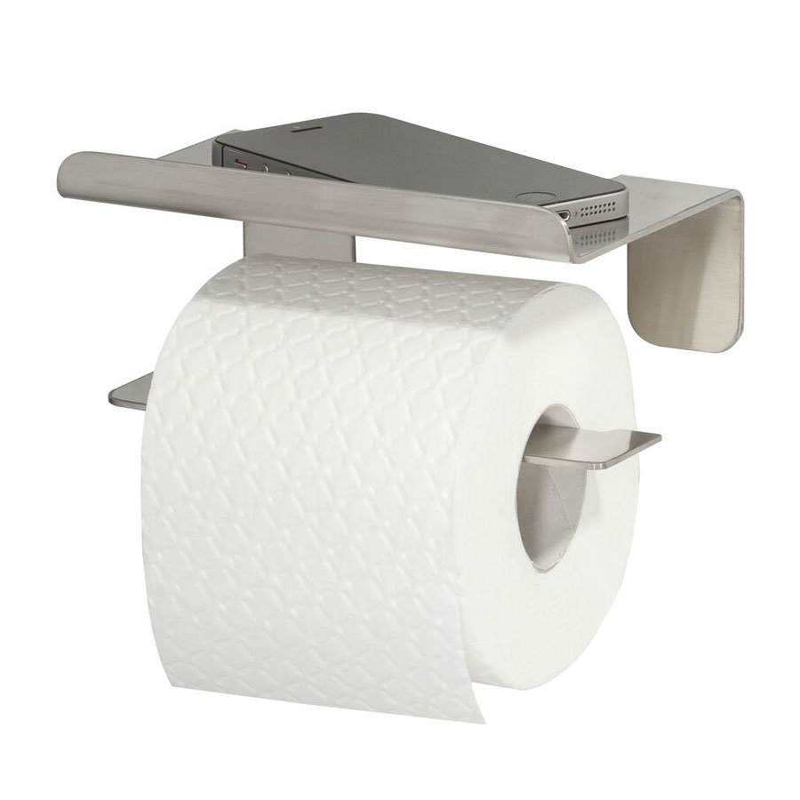 Tiger Colar Toilet Roll Holder with Shelf - Brushed Stainless Steel