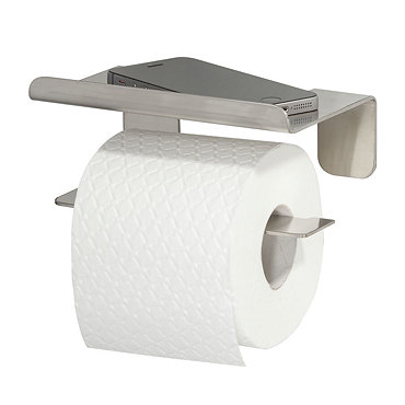 Tiger Colar Toilet Roll Holder with Shelf - Brushed Stainless Steel  Profile Large Image