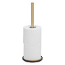 Tiger Tune Freestanding Spare Toilet Roll Holder - Brushed Brass/Black Large Image