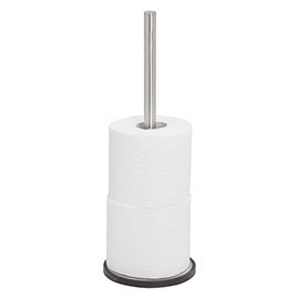 Tiger Tune Freestanding Spare Toilet Roll Holder - Brushed Stainless Steel/Black Medium Image