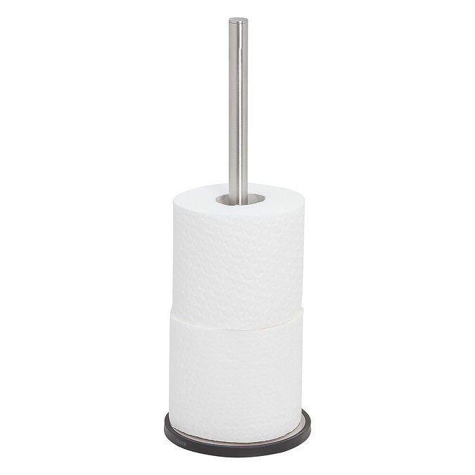 Tiger Tune Freestanding Spare Toilet Roll Holder - Brushed Stainless Steel/Black Large Image