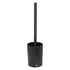 Tiger Tune Freestanding Toilet Brush & Holder - Brushed Black Metal/Black Large Image