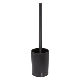 Tiger Tune Freestanding Toilet Brush & Holder - Brushed Black Metal/Black Large Image