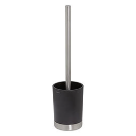 Tiger Tune Freestanding Toilet Brush & Holder - Brushed Stainless Steel/Black Medium Image