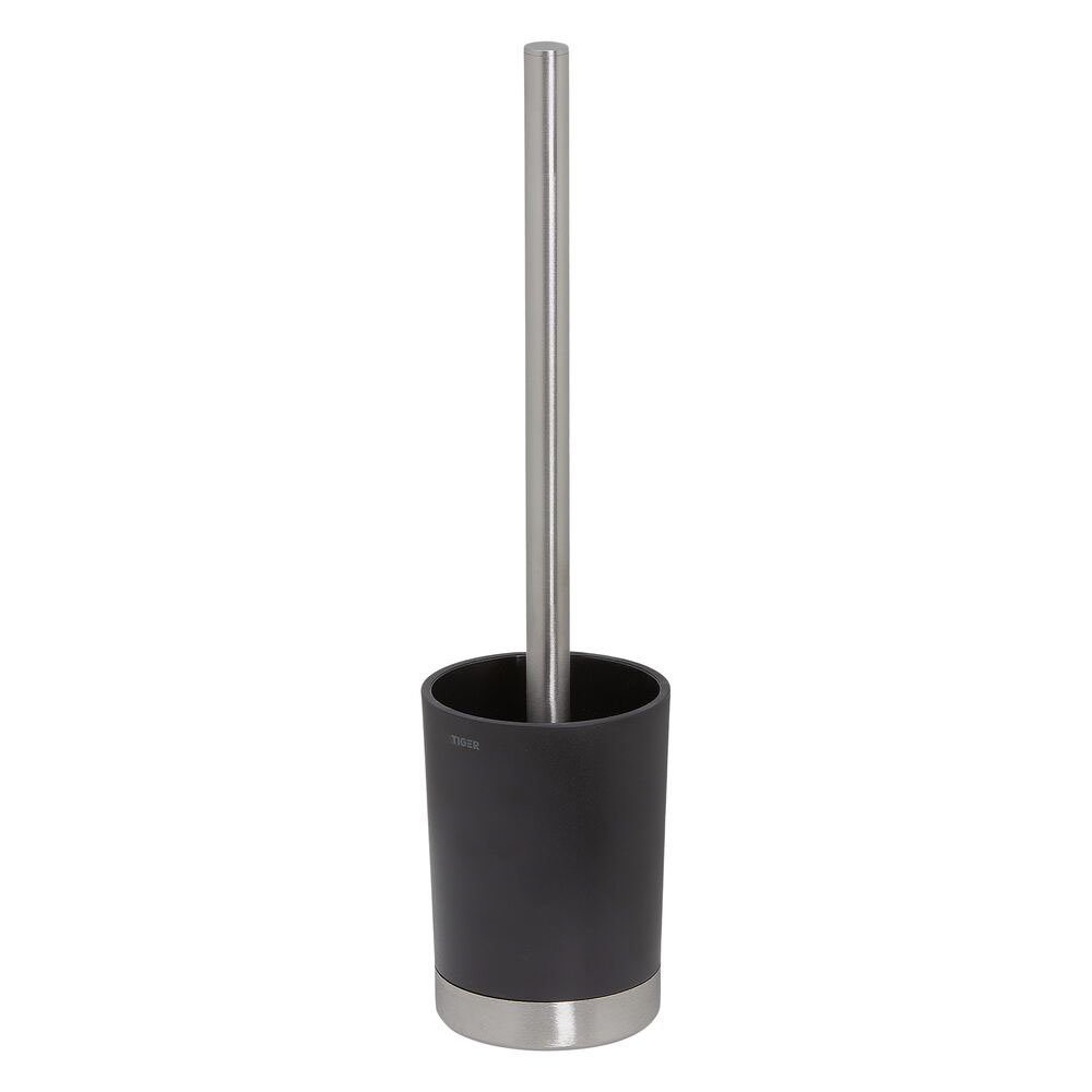 Tiger Tune Freestanding Toilet Brush & Holder - Brushed Stainless Steel/Black Large Image