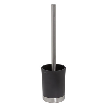 Tiger Tune Freestanding Toilet Brush & Holder - Brushed Stainless Steel/Black  Profile Large Image