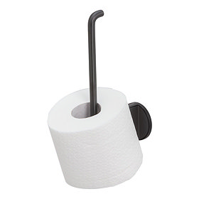 Tiger Tune Spare Toilet Roll Holder - Brushed Black Metal/Black Large Image