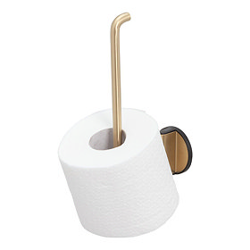 Tiger Tune Spare Toilet Roll Holder - Brushed Brass/Black Large Image