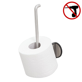 Tiger Tune Spare Toilet Roll Holder - Brushed Stainless Steel/Black Medium Image