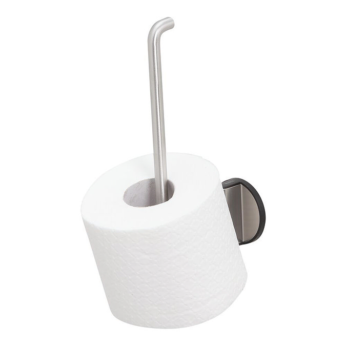 Tiger Tune Spare Toilet Roll Holder - Brushed Stainless Steel/Black Large Image