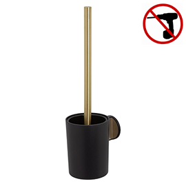 Tiger Tune Swivel Toilet Brush & Holder - Brushed Brass/Black Medium Image