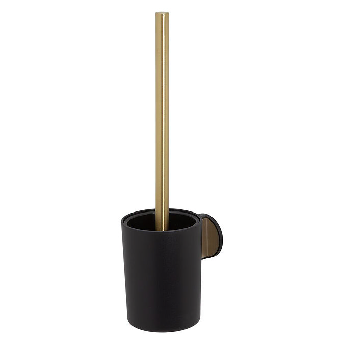 Tiger Tune Swivel Toilet Brush & Holder - Brushed Brass/Black Large Image