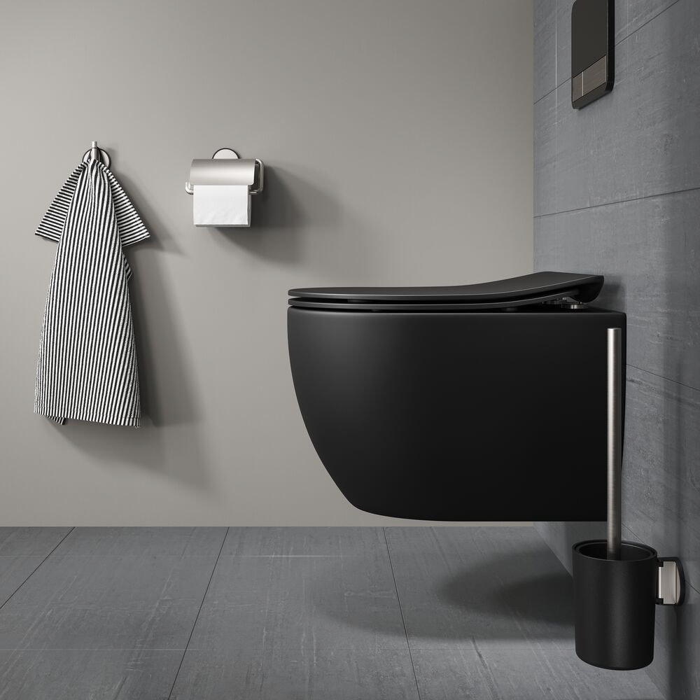Tiger Tune Swivel Toilet Brush & Holder - Brushed Stainless Steel/Black  Newest Large Image