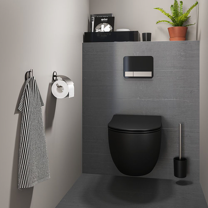 Tiger Tune Toilet Roll Holder with Cover - Brushed Stainless Steel/Black additional Large Image