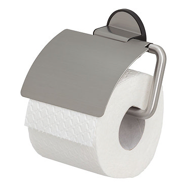 Tiger Tune Toilet Roll Holder with Cover - Brushed Stainless Steel/Black  Profile Large Image