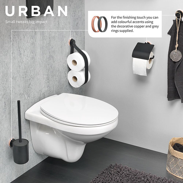 Tiger Urban Toilet Roll Holder with Cover - Black  Profile Large Image