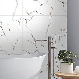 Tilburg White Marble Effect Wall Tiles - 300 x 600mm