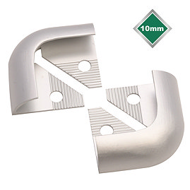 Tile Rite 10mm Matt Silver Tile Trim Corners (Pair) Large Image