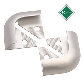 Tile Rite 10mm Matt Silver Tile Trim Corners (Pair) Large Image