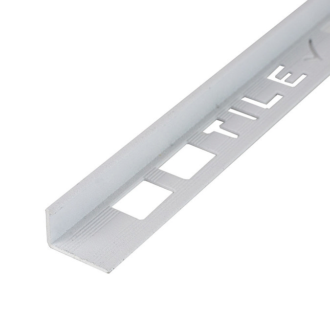 Tile Rite 10mm Textured White L-Shape Metal Tile Trim  Profile Large Image