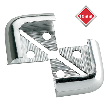 Tile Rite 12mm Polished Silver Tile Trim Corners (Pair)  Profile Large Image