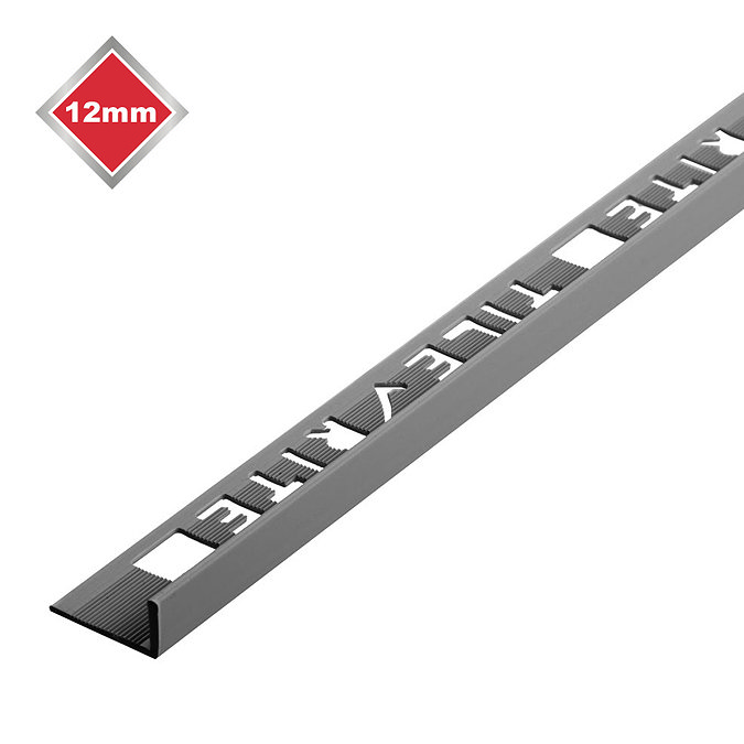 Tile Rite 12mm Slate Grey L-Shape PVC Tile Trim - 2.44m Length