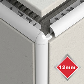 Tile Rite 12mm White PVC Tile Trim Corners (Pair) Medium Image