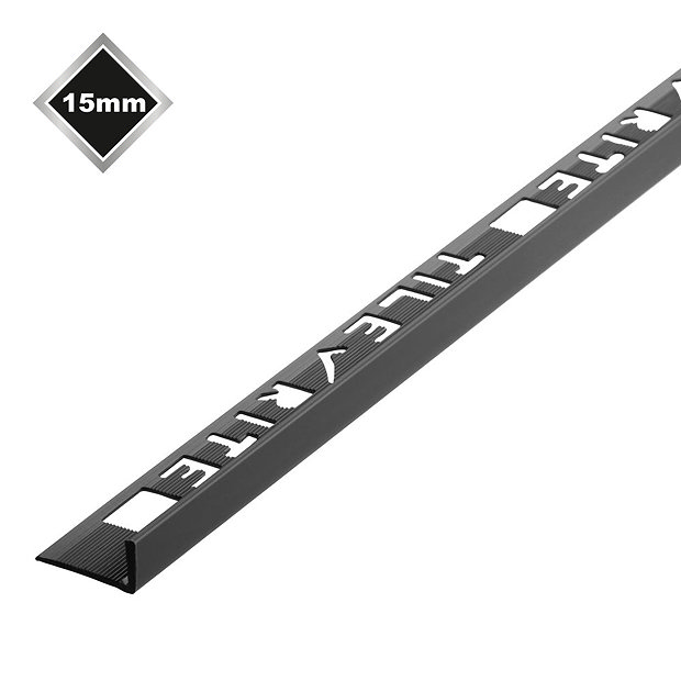 Tile Rite 15mm Black L-Shape PVC Tile Trim Large Image
