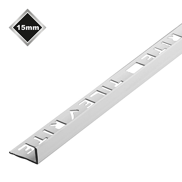 Tile Rite 15mm White L-Shape PVC Tile Trim  Profile Large Image