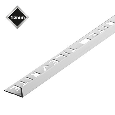 Tile Rite 15mm White L-Shape PVC Tile Trim  Profile Large Image