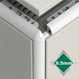 Tile Rite 9.5mm White PVC Tile Trim Corners (Pair) Medium Image