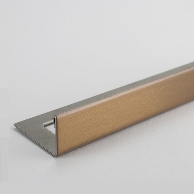 Tile Rite Boutique 12mm Brushed Copper L-Shape Metal Tile Trim - 2.5m Length