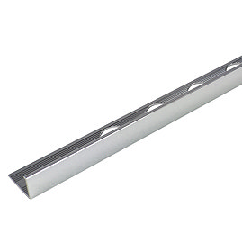 Tilebank Everyday 10mm Brushed Silver Aluminium Square Edge Tile Trim - 2.5m Length