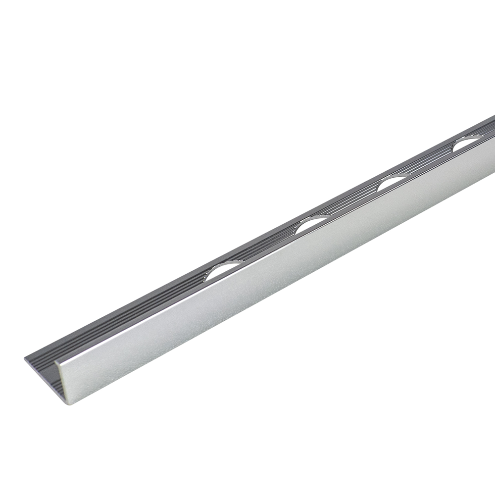 Tilebank Everyday 8mm Bright Silver Aluminium Square Edge Tile Trim Evs108 2158