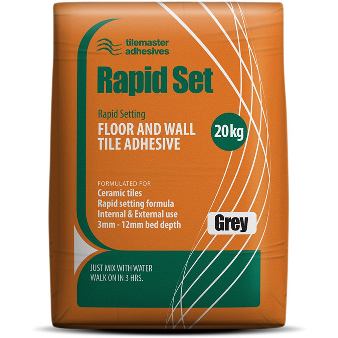 Tilemaster Adhesives - 20kg Rapid Set Floor & Wall Tile Adhesive - Grey Large Image
