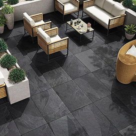 Black outdoor tiles