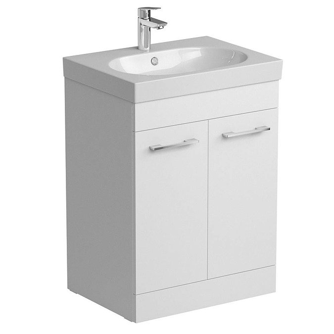Tissino Angelo 600mm Floor Mounted Washbasin Unit - Gloss White Large Image