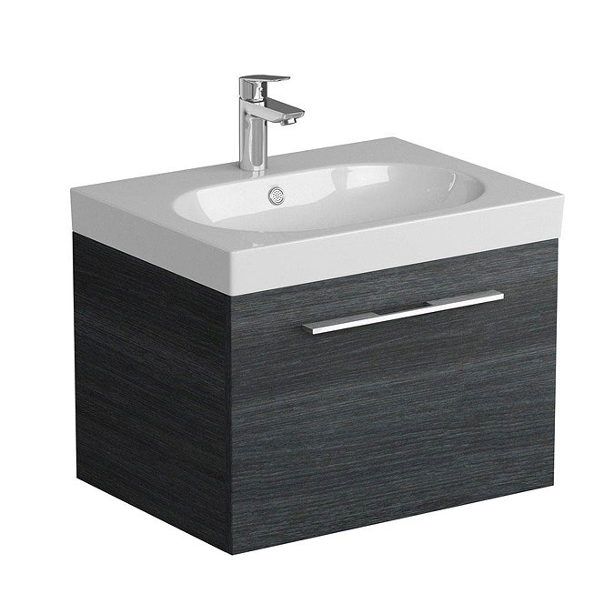 Tissino Angelo 600mm Wall Hung Washbasin Unit - Barossa Oak Large Image