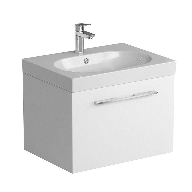 Tissino Angelo 600mm Wall Hung Washbasin Unit - Gloss White Large Image