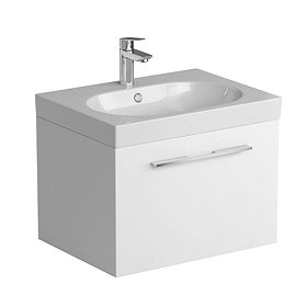 Tissino Angelo 600mm Wall Hung Washbasin Unit - Gloss White Large Image