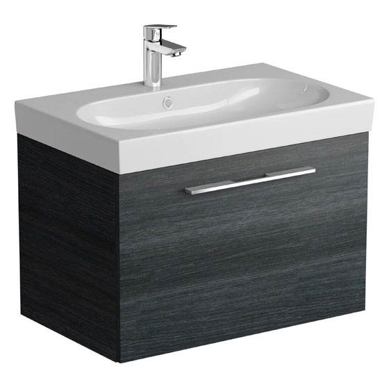 Tissino Angelo 700mm Wall Hung Washbasin Unit - Barossa Oak Large Image